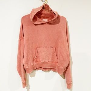 NWT American Eagle Peach Colored Cotton Terrycloth Pullover Hoodie Small